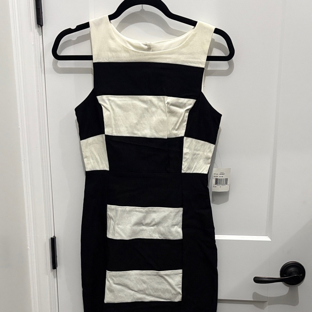 Chic Monochrome Striped Mini Dress